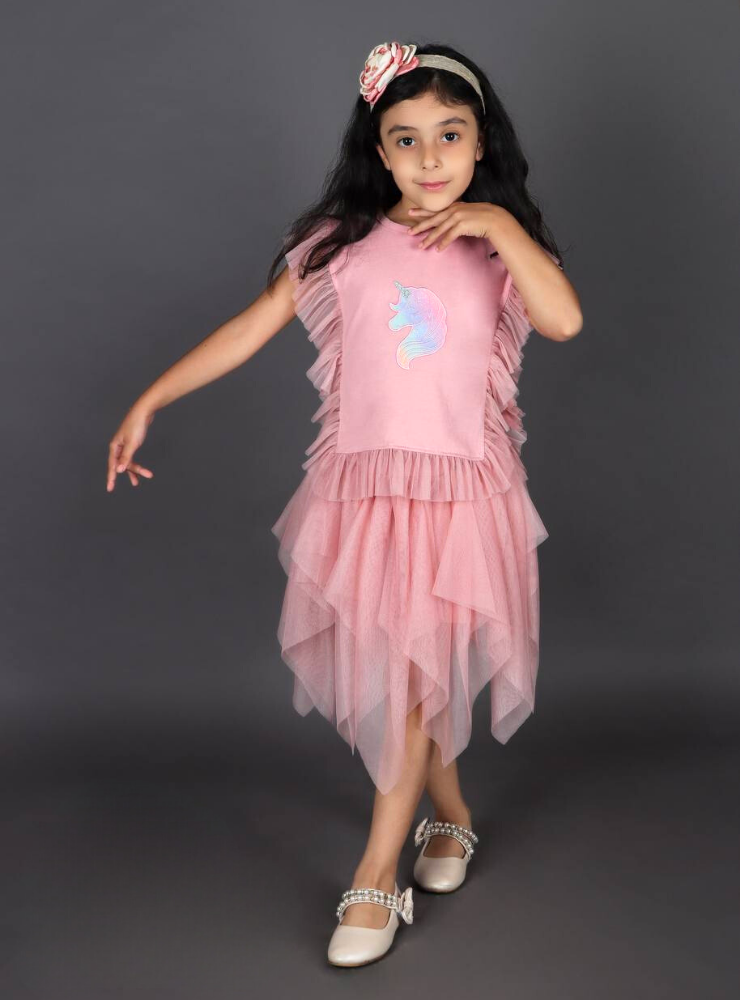 Compleu Roz Lejer și Bumbăcos, Fustiță + Bluziță, 2-3 ani (92-98 cm)