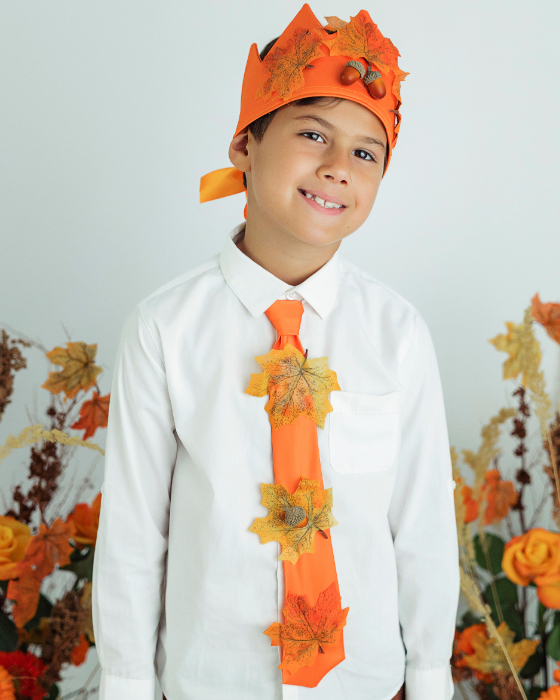 Cravată Cu Frunze, Portocalie, Regele Toamnei