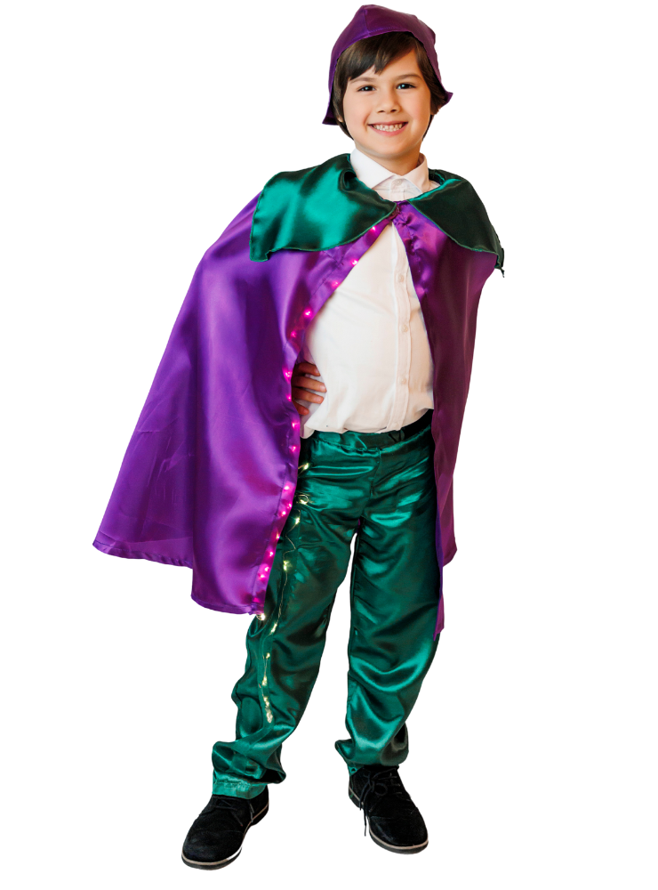 Costum cu Luminițe, Floare Mov (Brândușă, Toporaș, Violete), 3 Piese