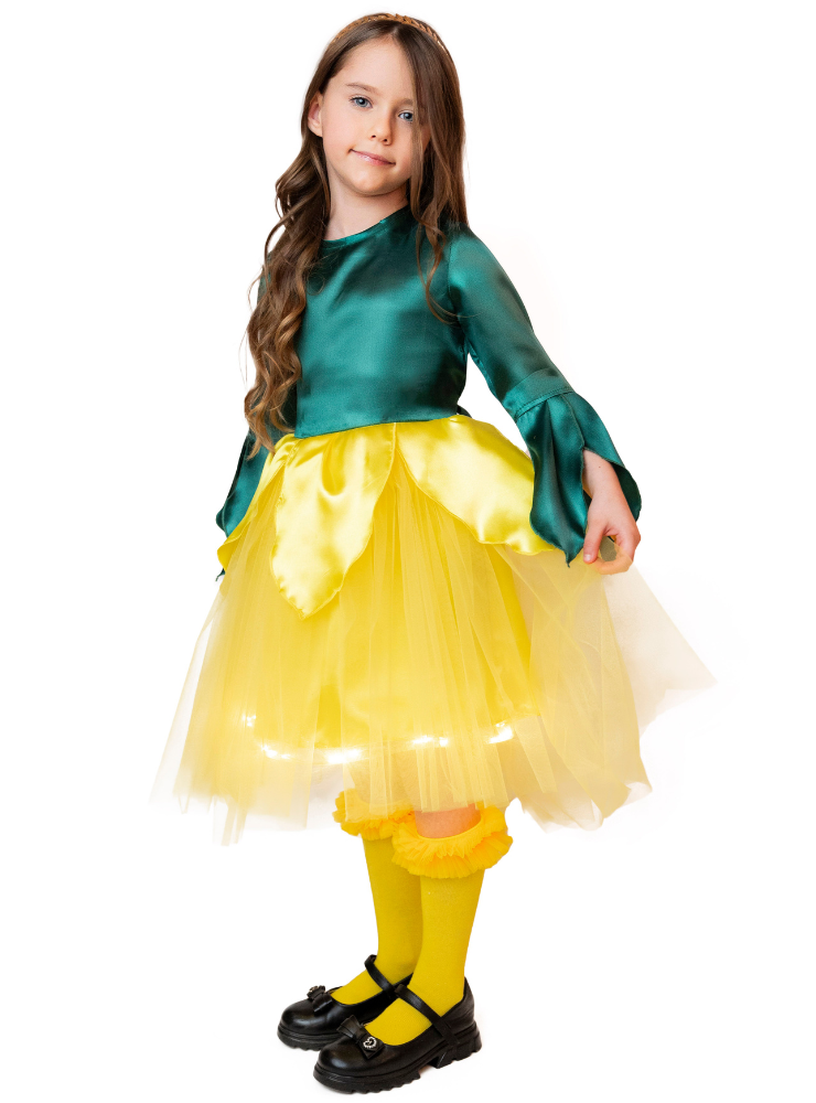 Rochița cu Luminițe Floare Galbenă Păpădie (Narcisă, Zambilă, Floarea Soarelui, Păpădie) de Zână Toamnei