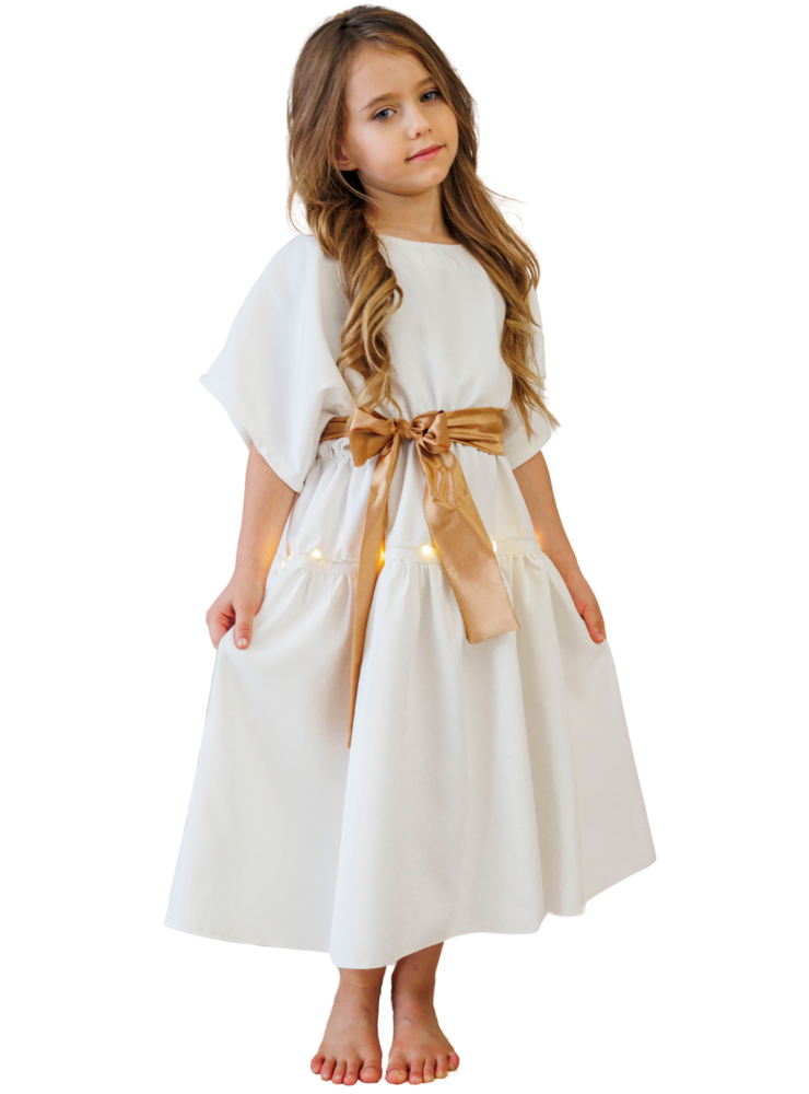 Rochiță cu Luminițe, Albă cu Cordon Auriu, de Înger