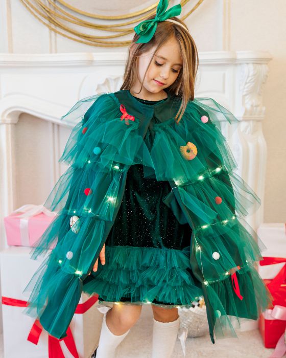 Little Girl's Cape with Lights, Fir Tree