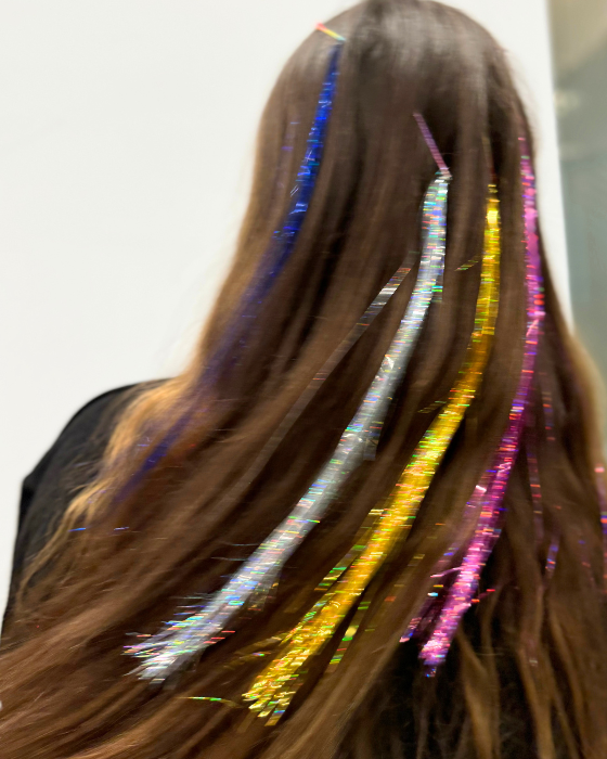 Șuvițe cu agrafe Curcubeu cu Sclipici