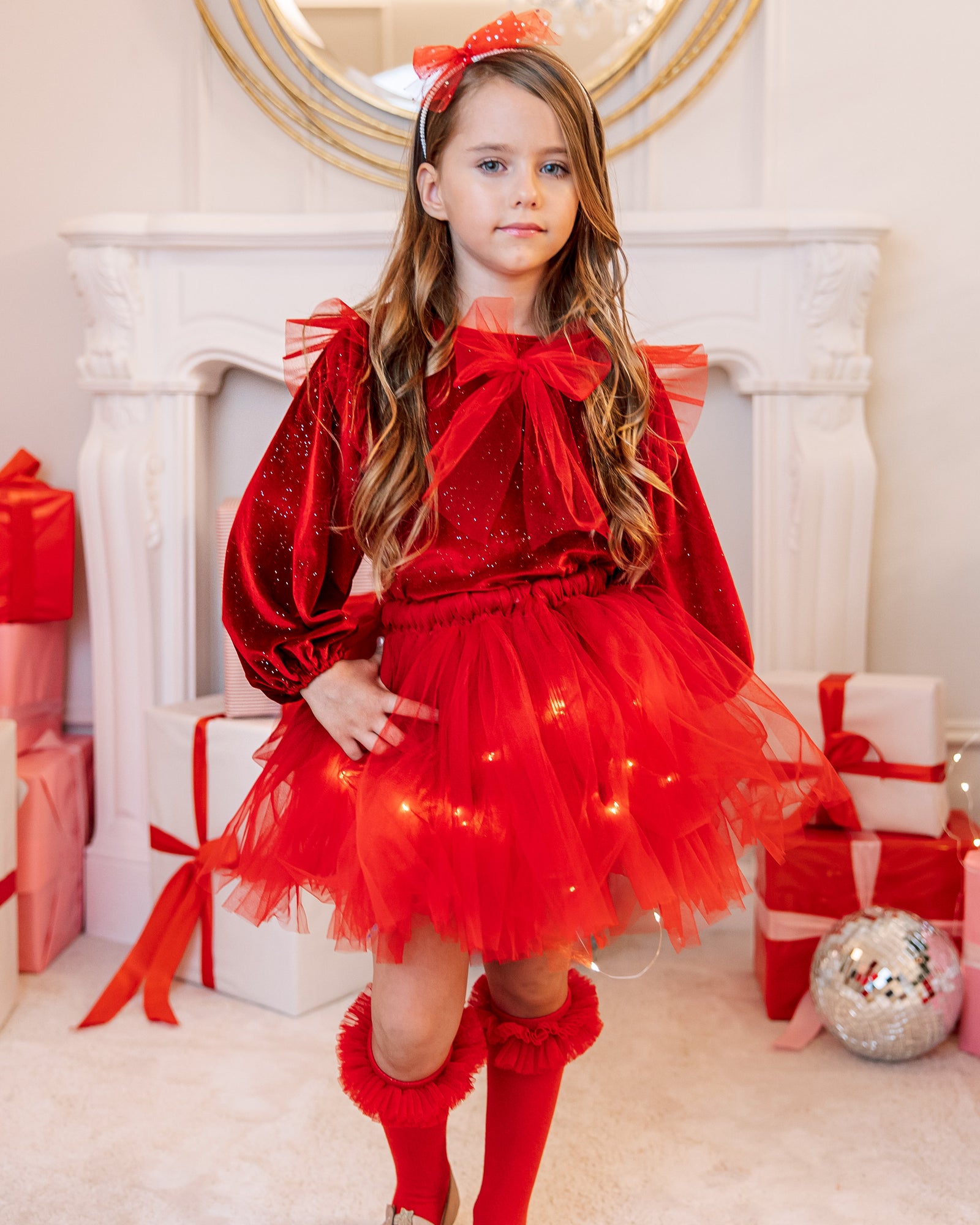 Compleu Rosu Fustiță+Bluziță+Bentiță, Roșu