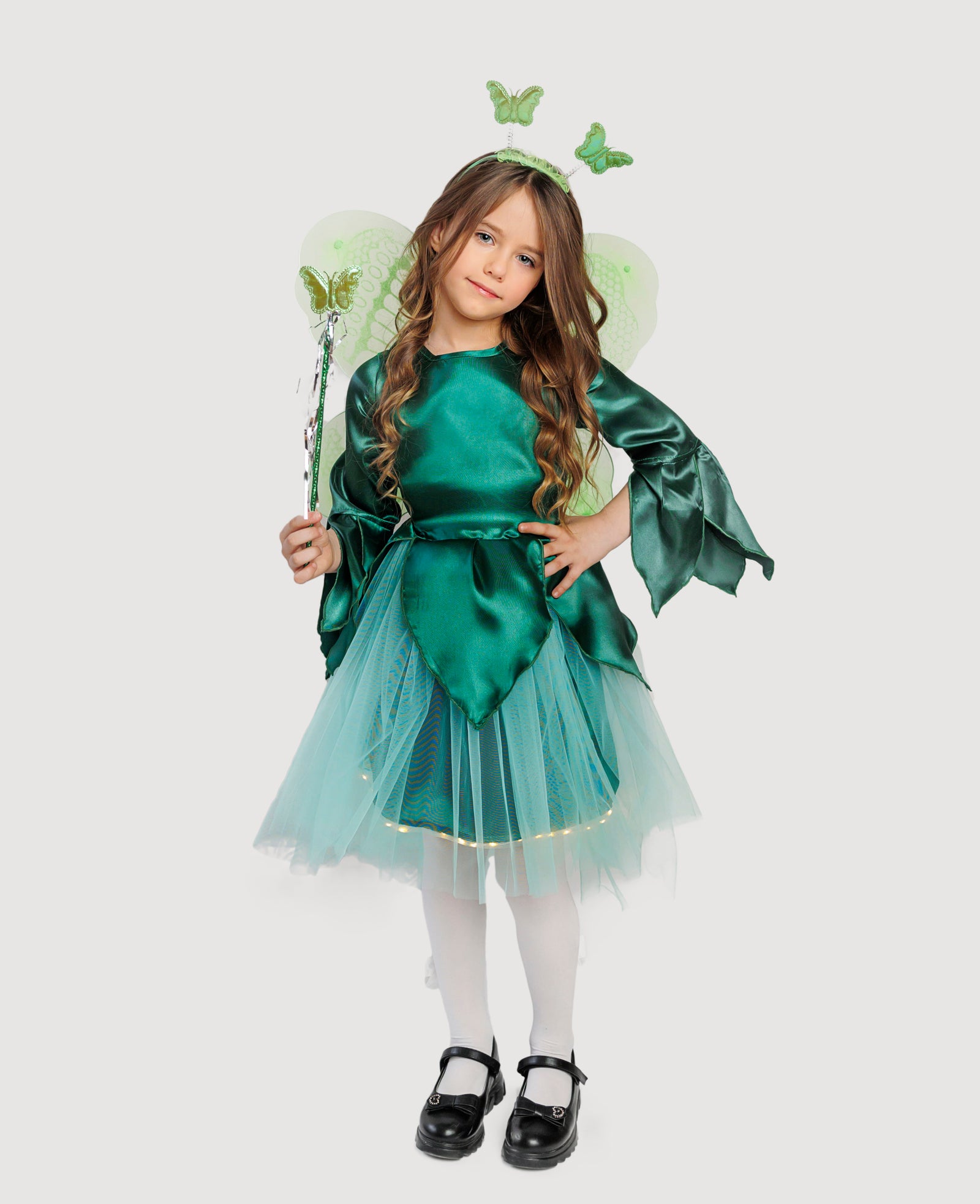 Fairy of Spring Costume with Lights, 4 Pieces Dress + Accessories, for Spring, Celebration