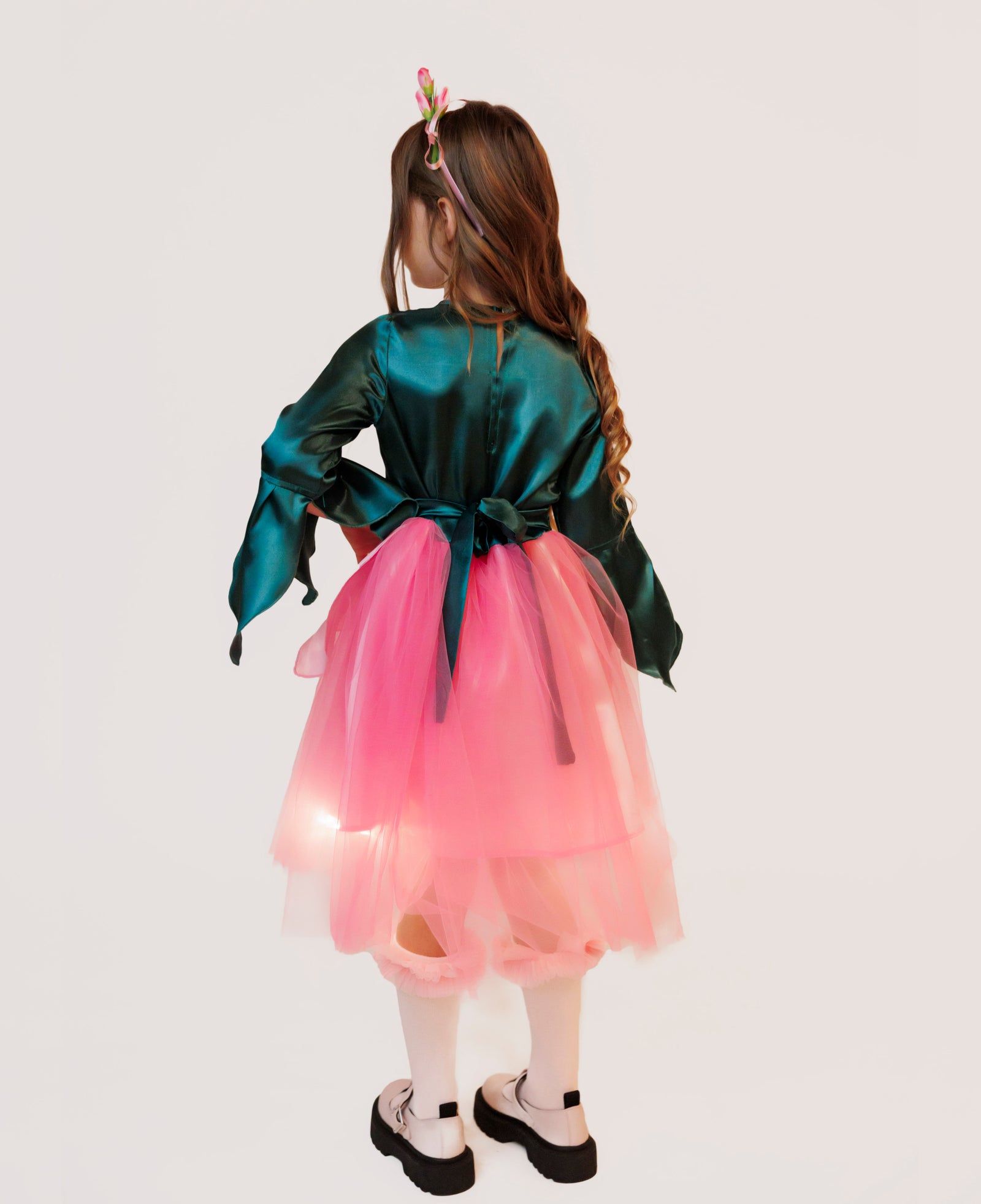 Costum cu Luminițe, Zână Floare Roz / Fluture, 4 Piese