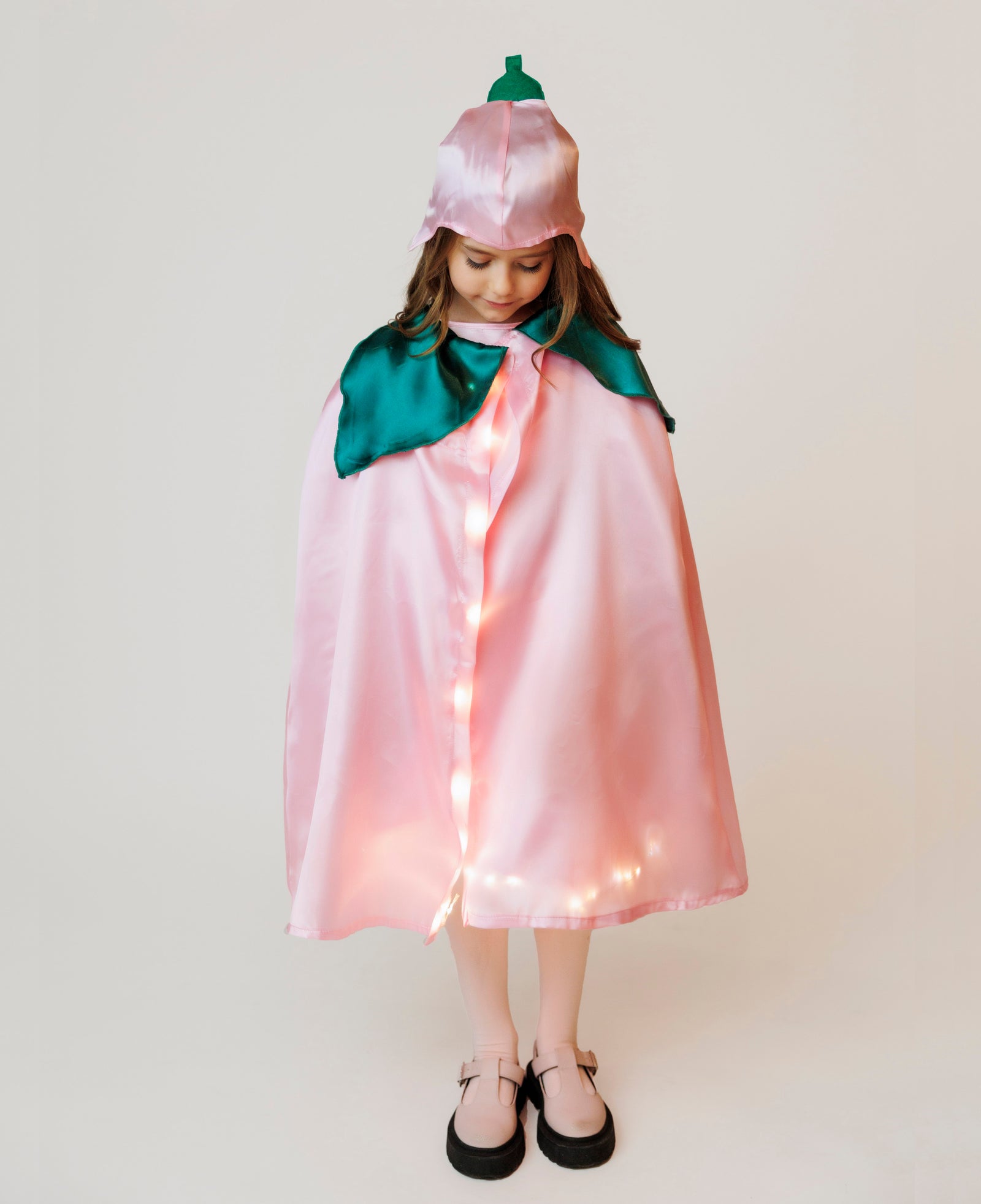 Pelerină cu Luminițe, Floare Roz ( BUJOR, Trandafir, Zambilă, Panseluță)