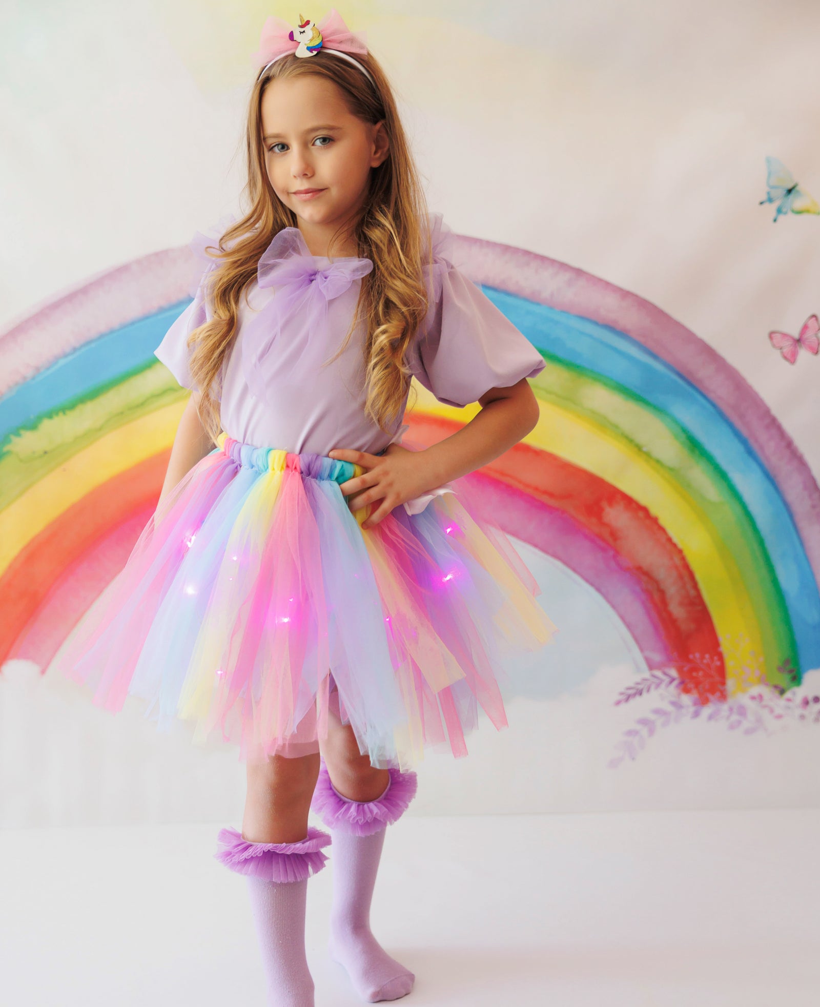 Set with Lights, Pastel Rainbow, 2 Pieces