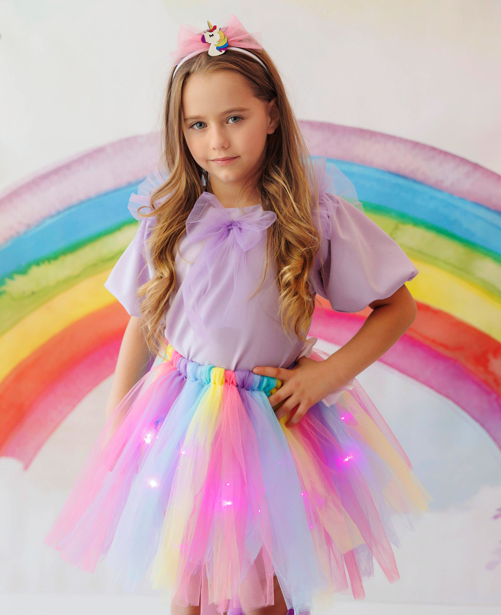 Set with Lights, Pastel Rainbow, 2 Pieces