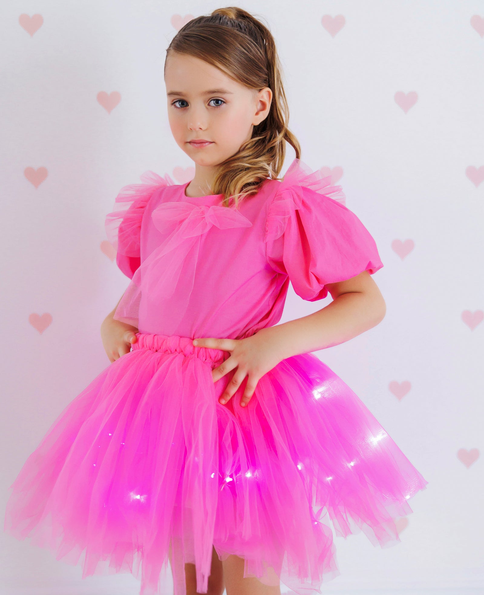 Compleu cu Luminițe, Roz Bombon, 2 Piese