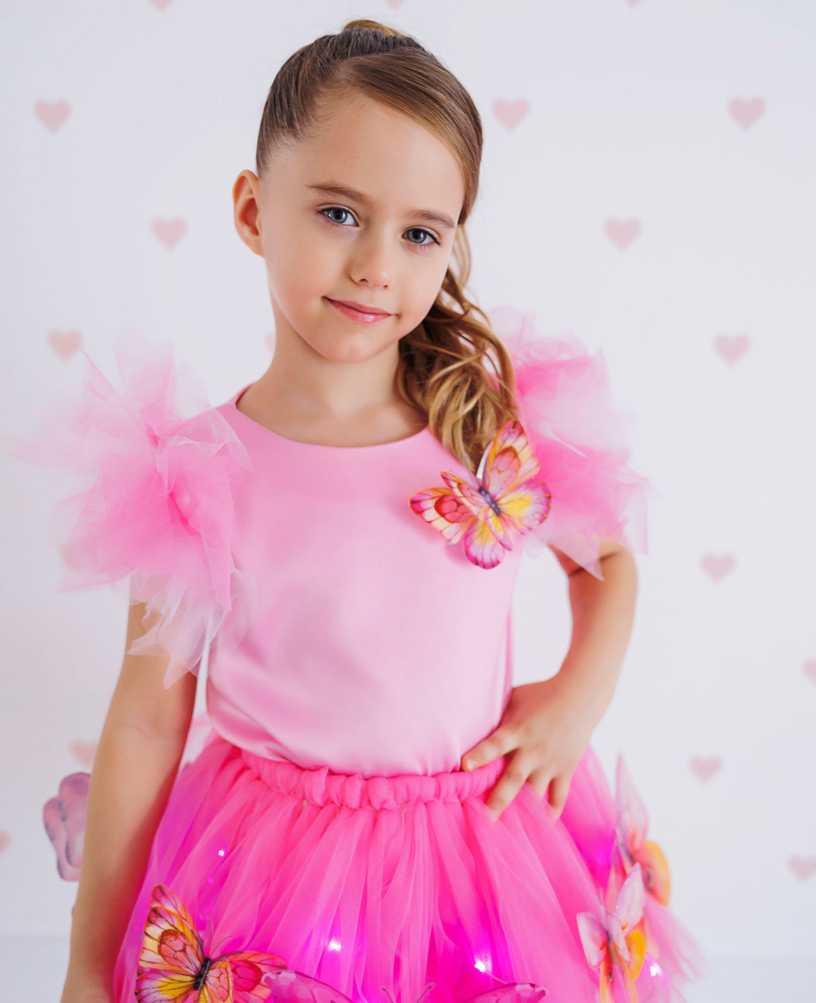 Set with Lights, Candy Pink Butterfly, 2 Pieces