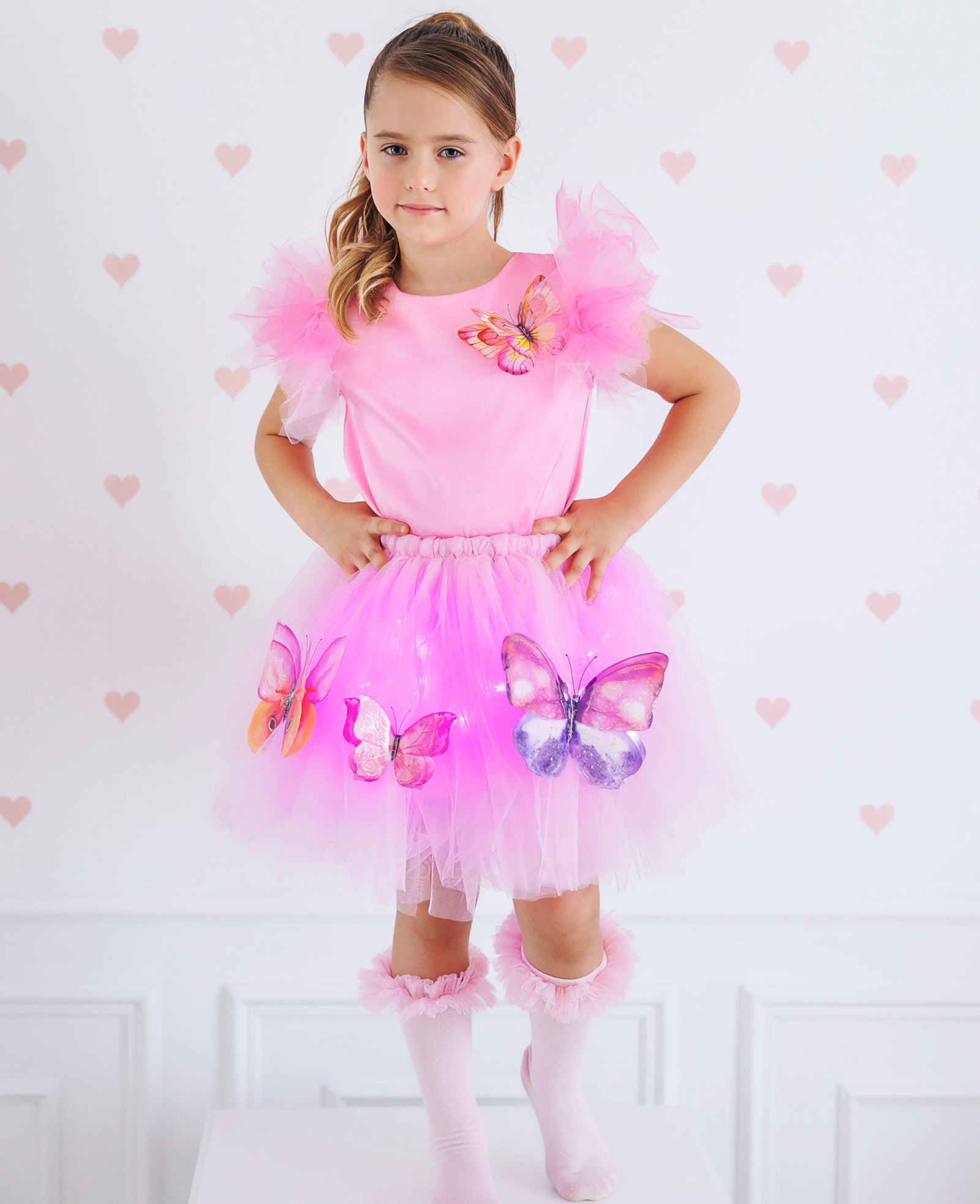 Light Up Set, Pale Pink Butterfly, 2 Pieces