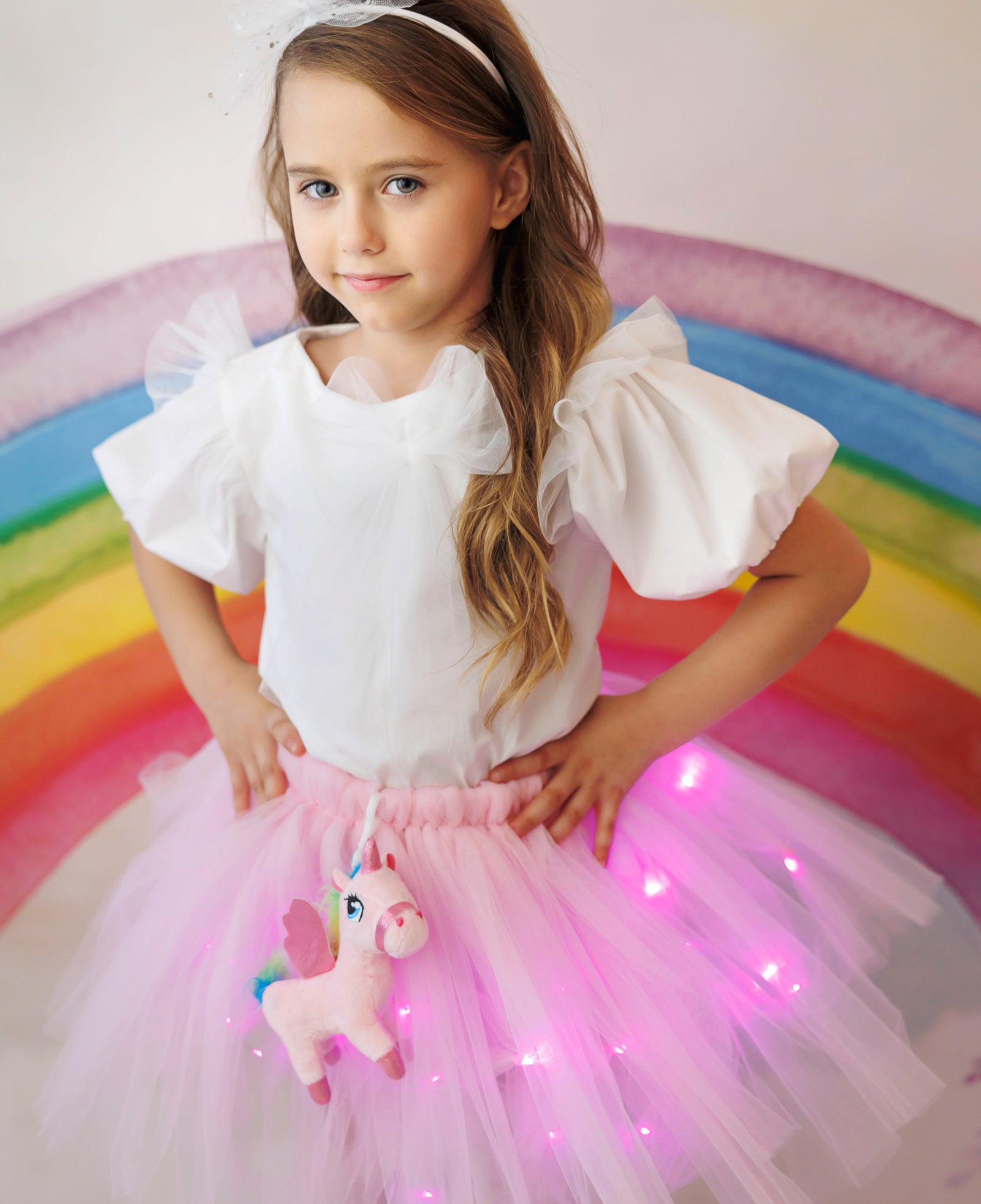 Set with Lights, Pink White Unicorn, 2 Pieces