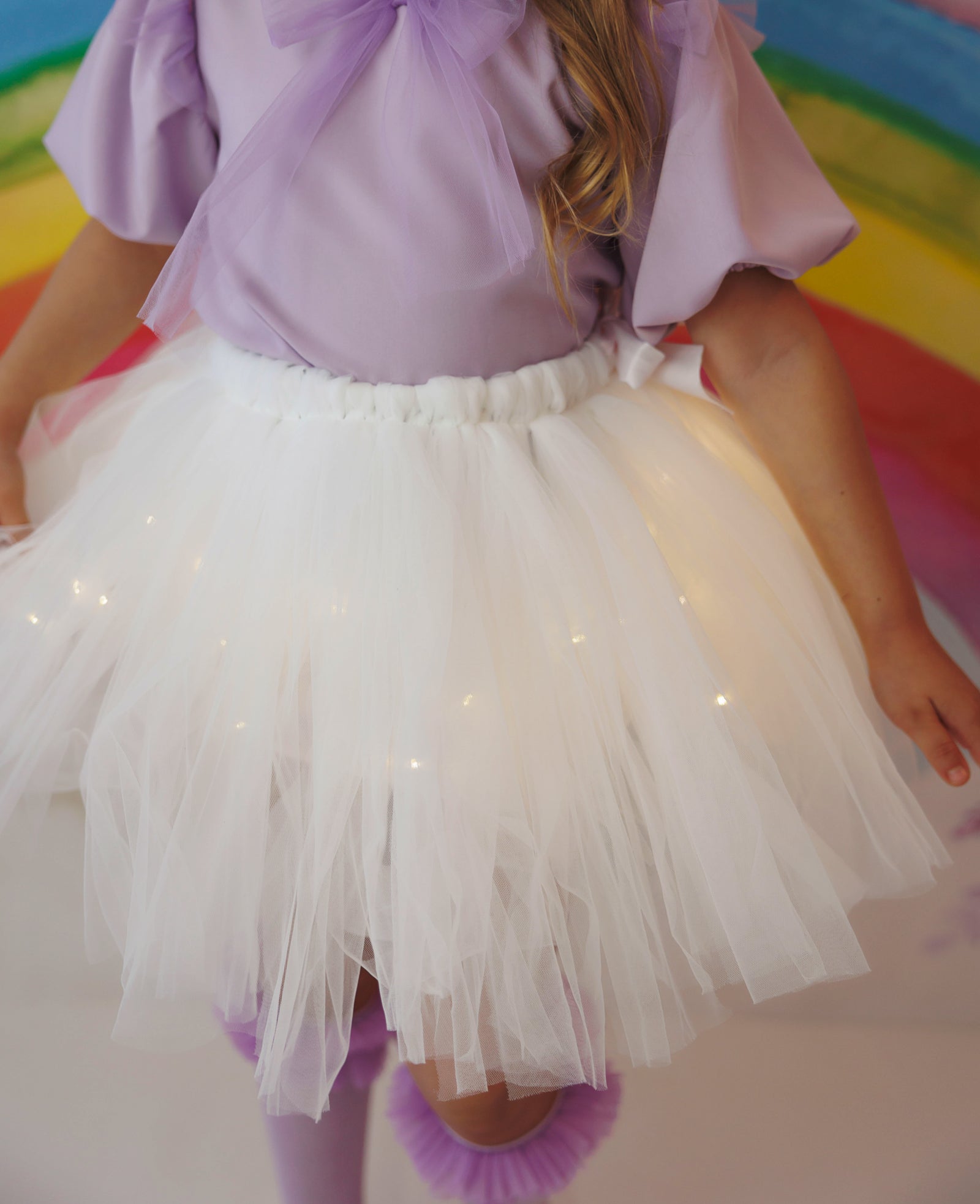 Compleu cu Luminițe, Alb Lila, 2 Piese