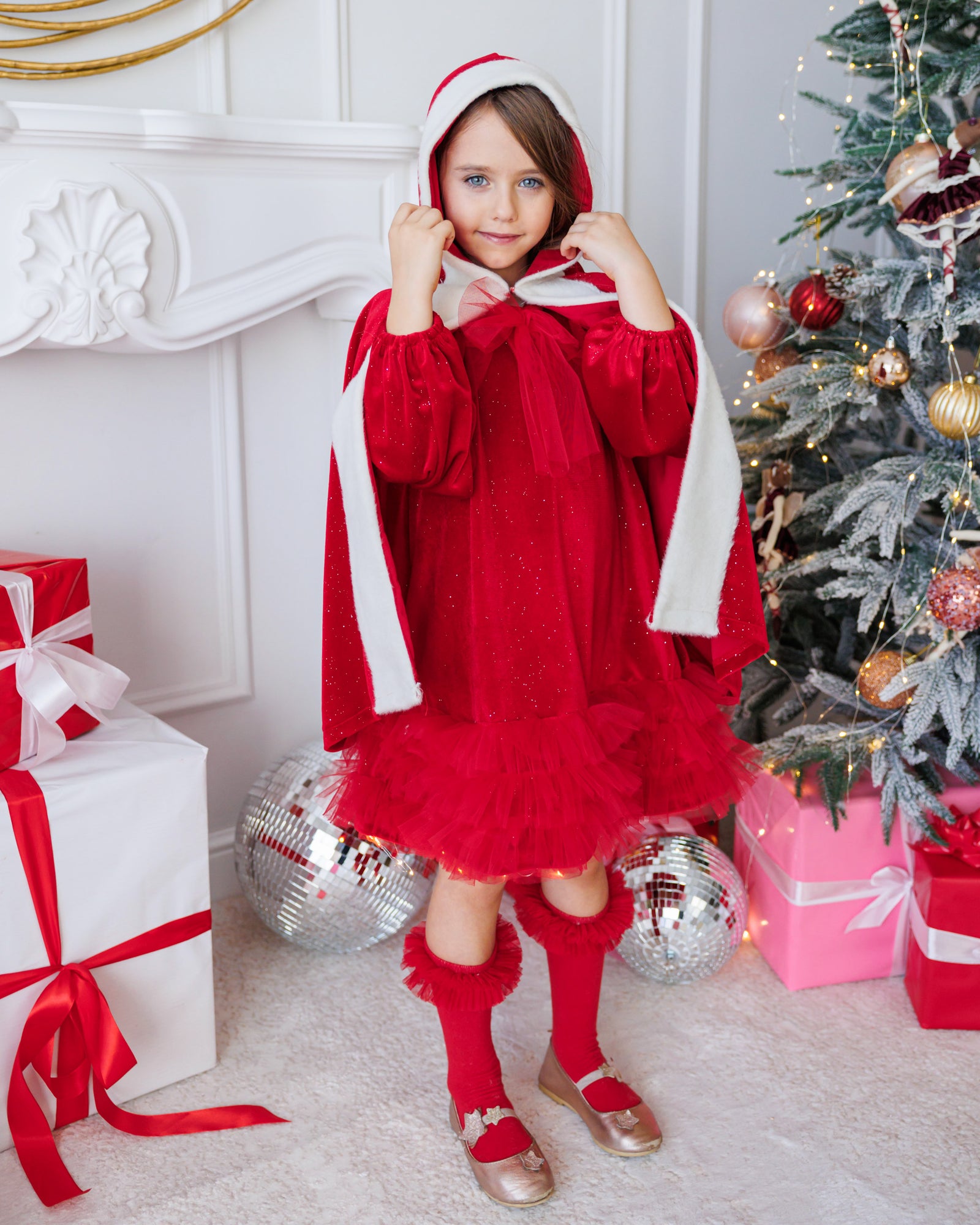 Little Red Riding Hood Dress+Cape Set, Red