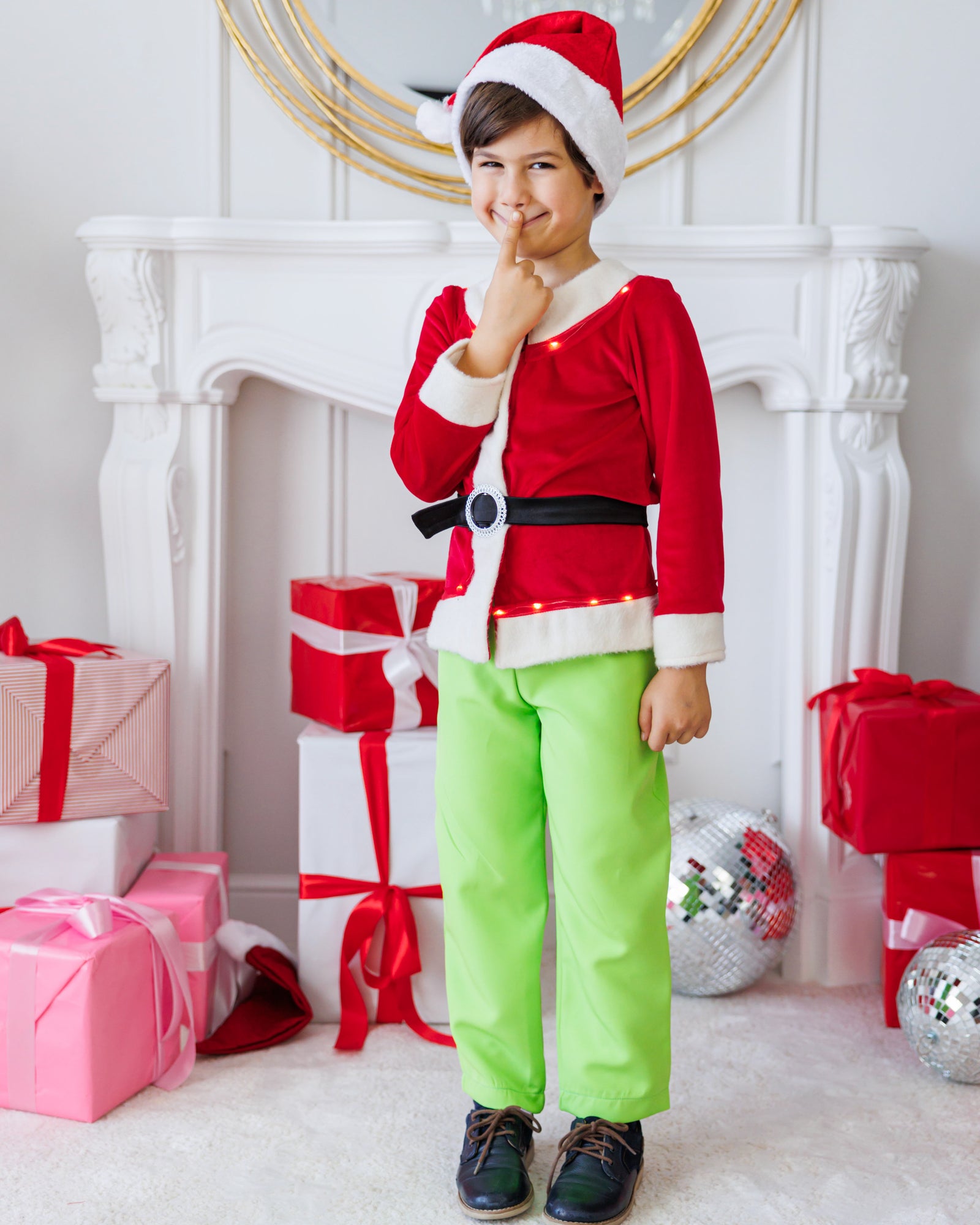 Costum cu Luminițe De Grinch, 3 Piese