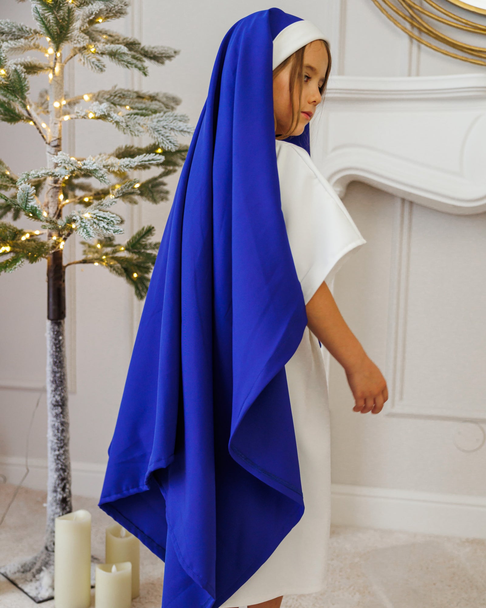Costum de Maica Domnului Fecioara Maria, 3 Piese, cu Luminițe, Serbare, Grădiniță / Școală