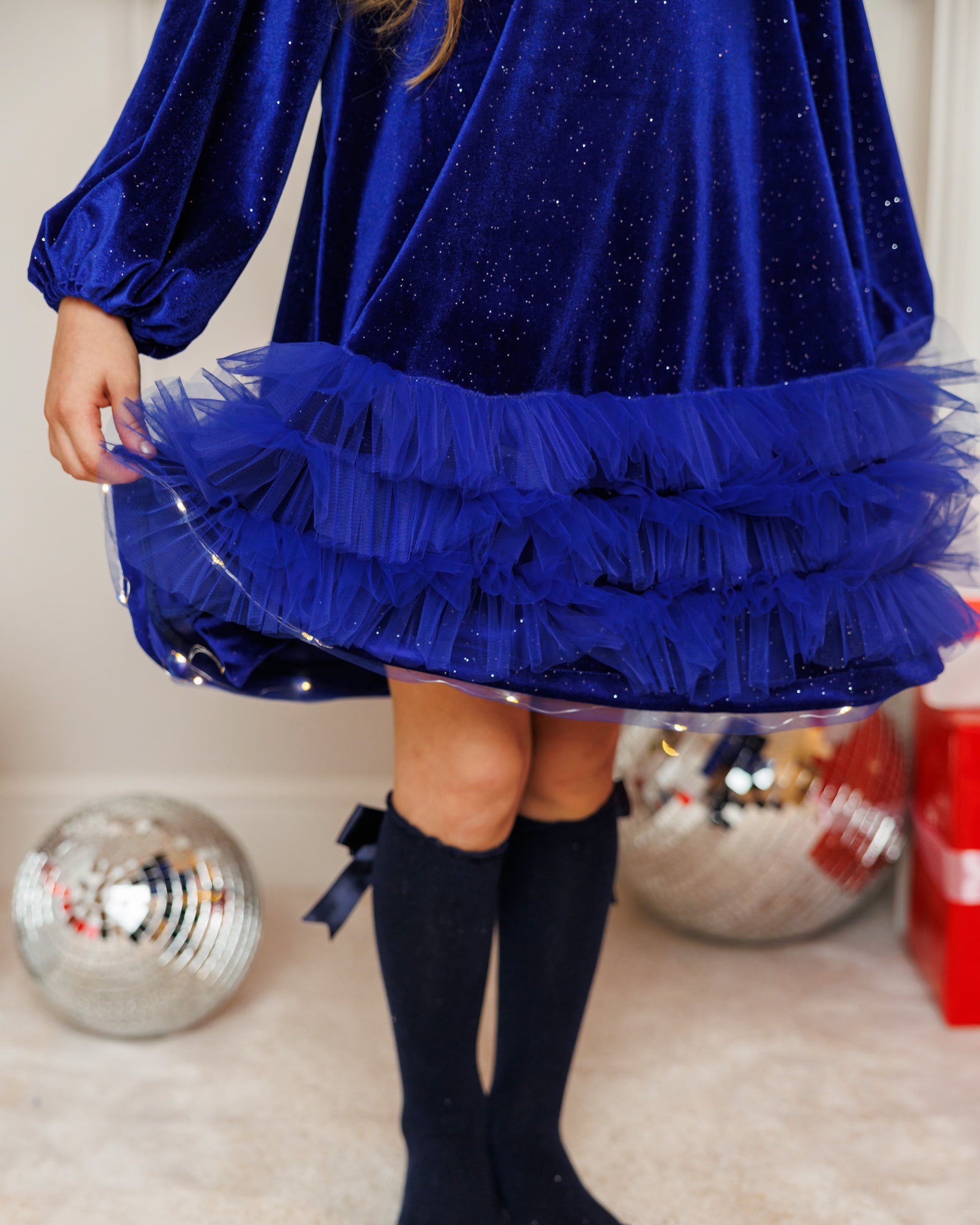 Compleu Rochiță+Pelerină, Albastru Regal, de Craciun