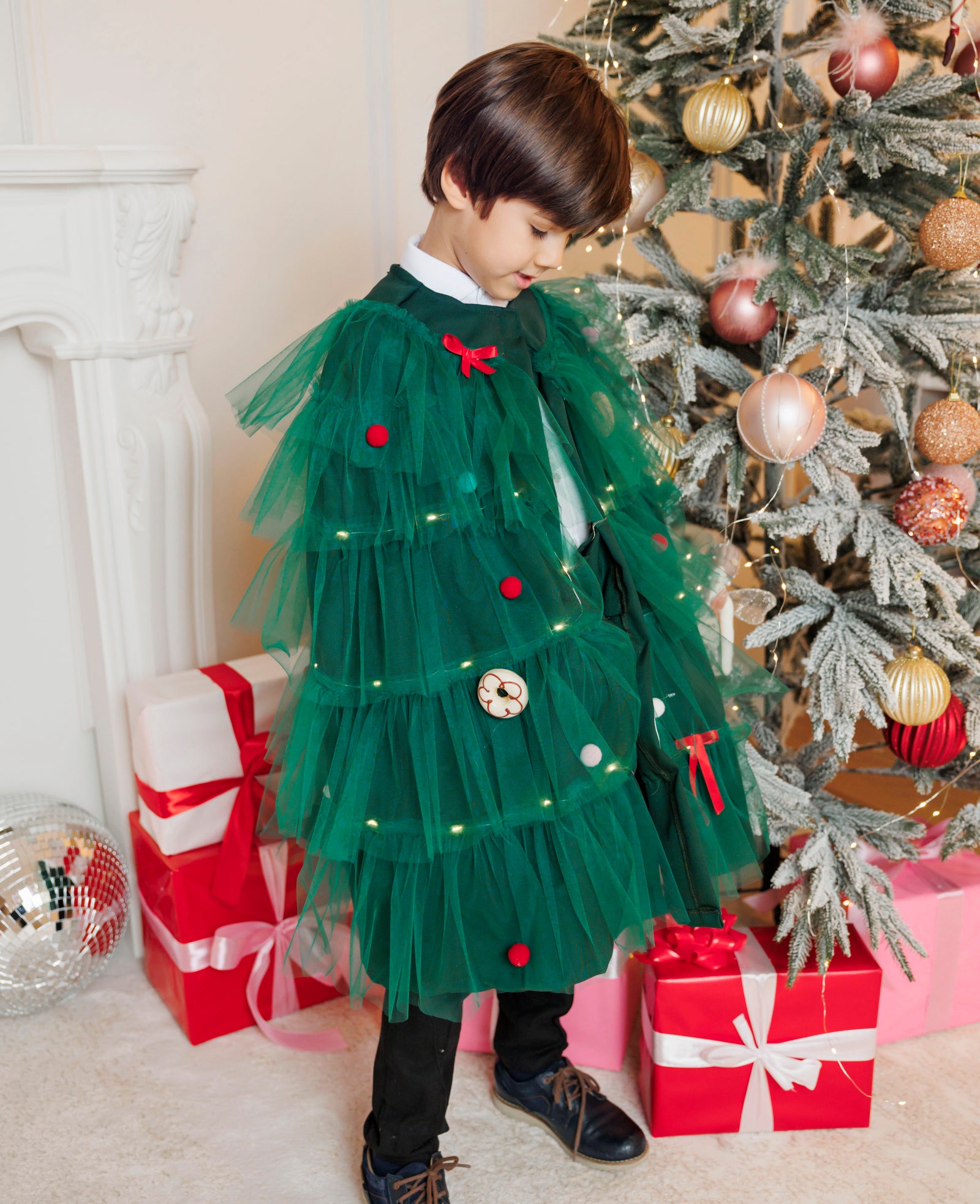 Pelerină cu Luminițe, Brad / Spiridus de Băiat / Rol de Craciun / Globulet