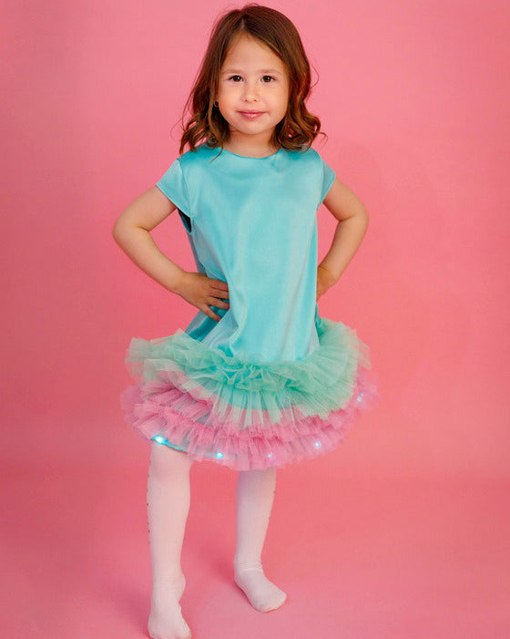 Rochița cu Luminițe, 10-12 ani, Turcoaz