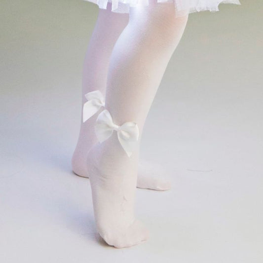 White Bow Tights, Soft, for Fall Celebration