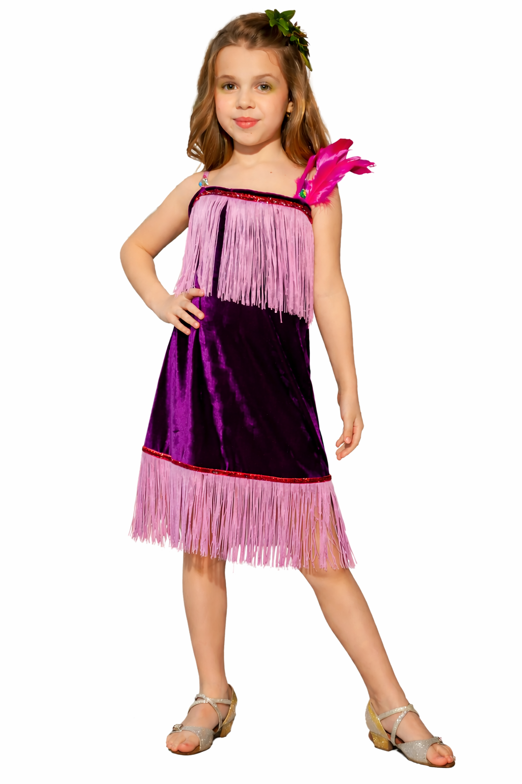 Rochița de Dans Modern, Superbă cu Franjuri și Pene Premium