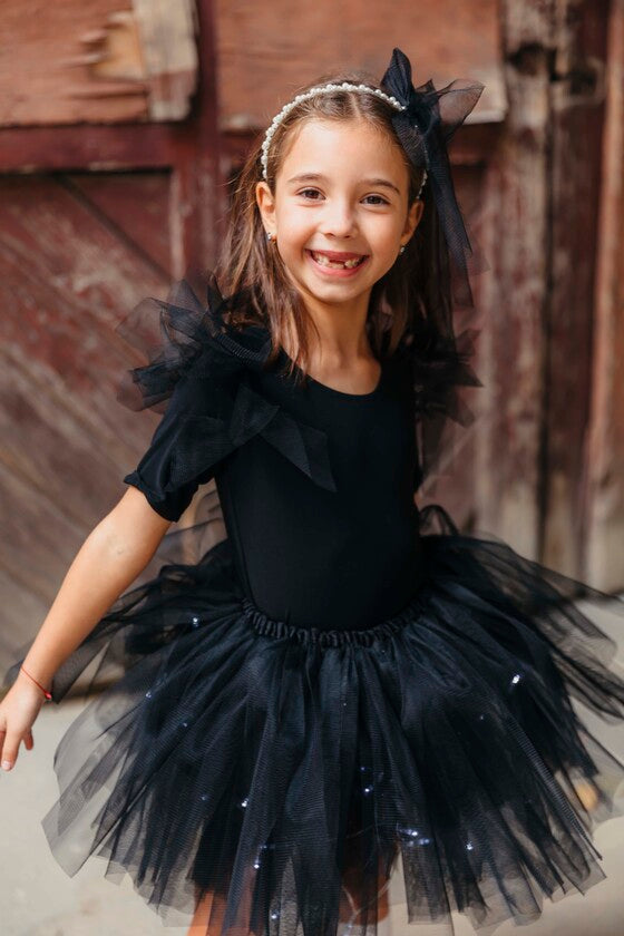 Costum 3 piese Negru, Fustita + Body + Bentita