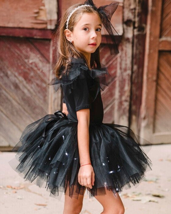 Costum 3 piese Negru, Fustita + Body + Bentita