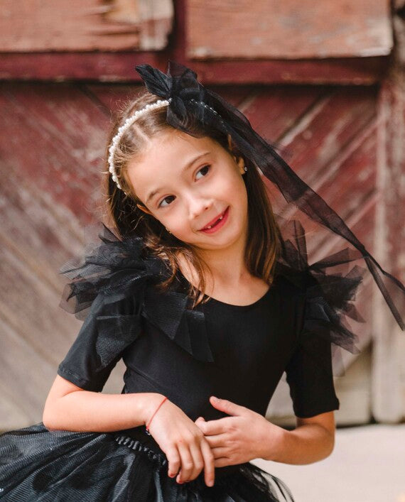 Body cu Tulle Negru, din Lycra Elastică, pentru Halloween