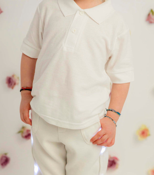 Tricou Alb Bumbac de Băieți, de Grădiniță