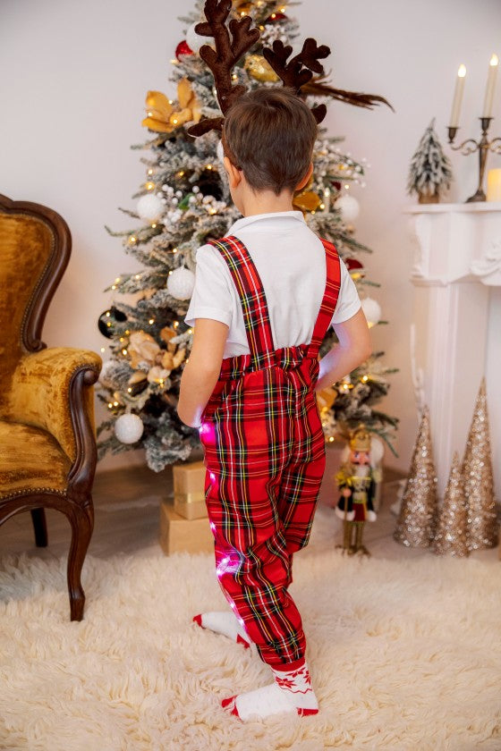 Pantaloni cu Led-uri cu Bretele Ajustabile, de Spiridus De Craciun