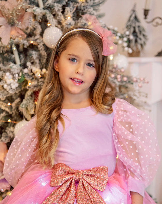 Body Roz din Catifea Soft, cu Mâneci Bufante