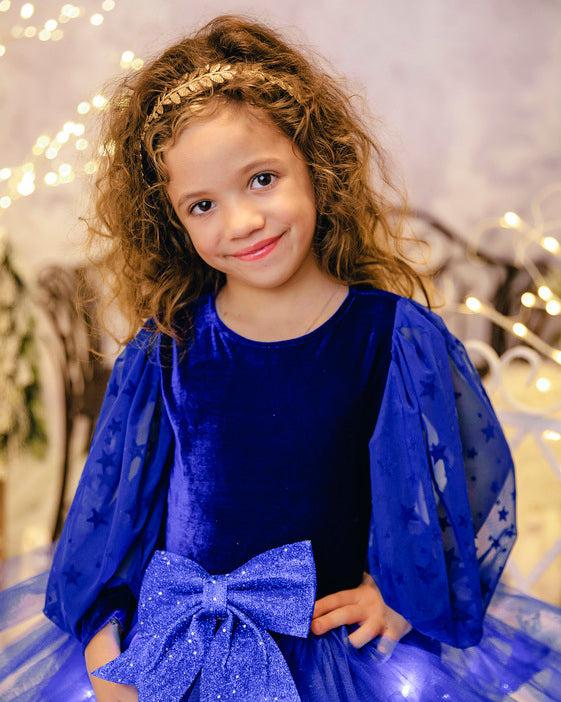 Body Albastru, cu Mâneci Bufante