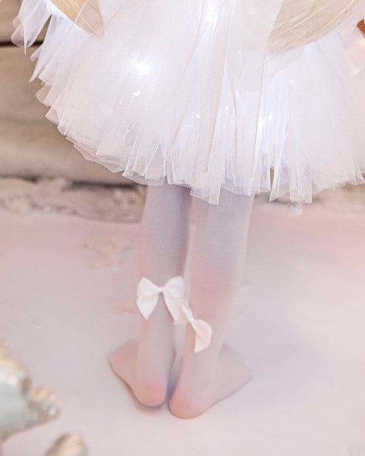 White Bow Tights, Soft, for Fall Celebration