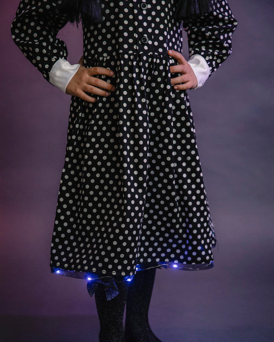 Rochiță Neagră cu Buline de Halloween, 10-12 ani, fete