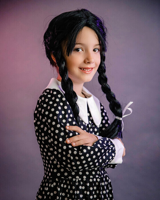 Rochiță Neagră cu Buline de Halloween, 10-12 ani, fete