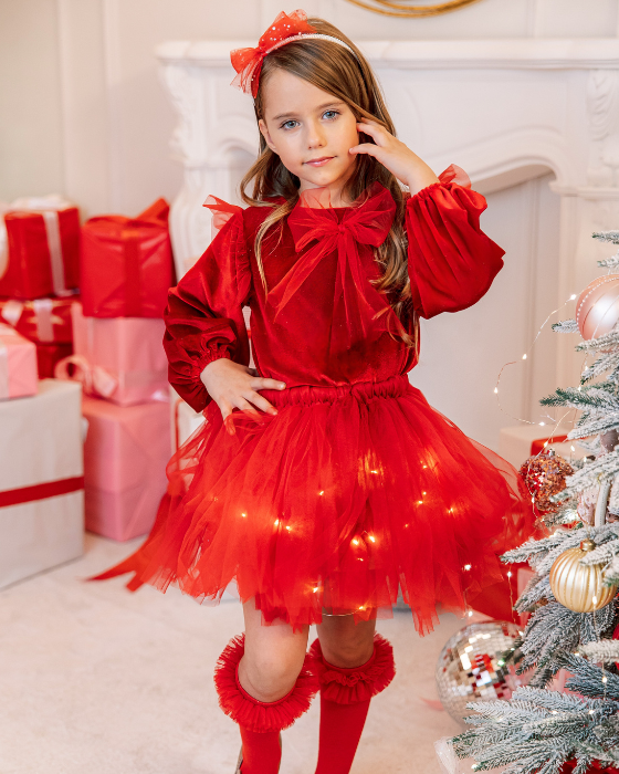 Compleu Rosu Fustiță+Bluziță+Bentiță, Roșu