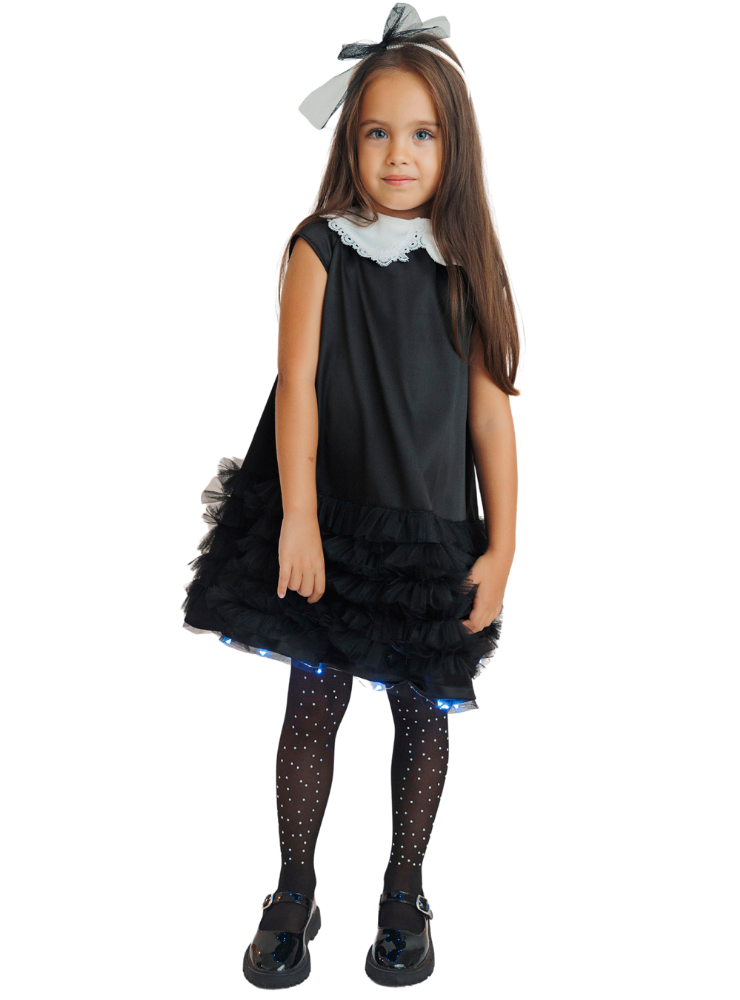 Wednesday Sparkle Dress with Lace Collar