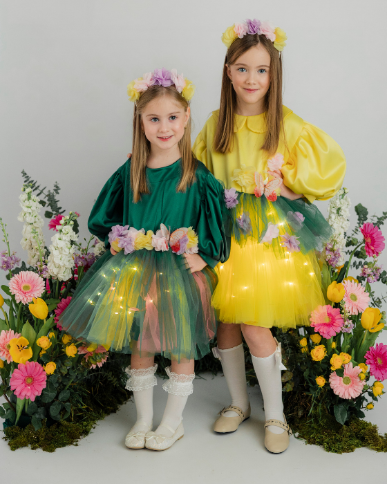 Rochița Pastel de Vară cu Floricele si Fluturași, Anotimpuri Serbare 2025, Zâna Florilor