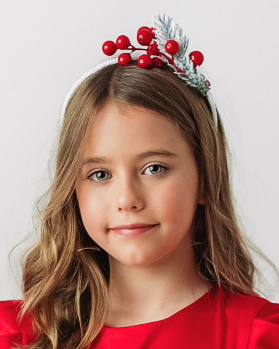 Bentita Craciuneasca cu brad si globulete rosii