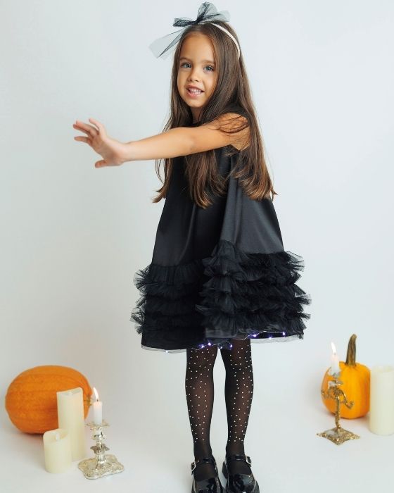 Rochița Neagră cu Luminite si Tulle de Halloween