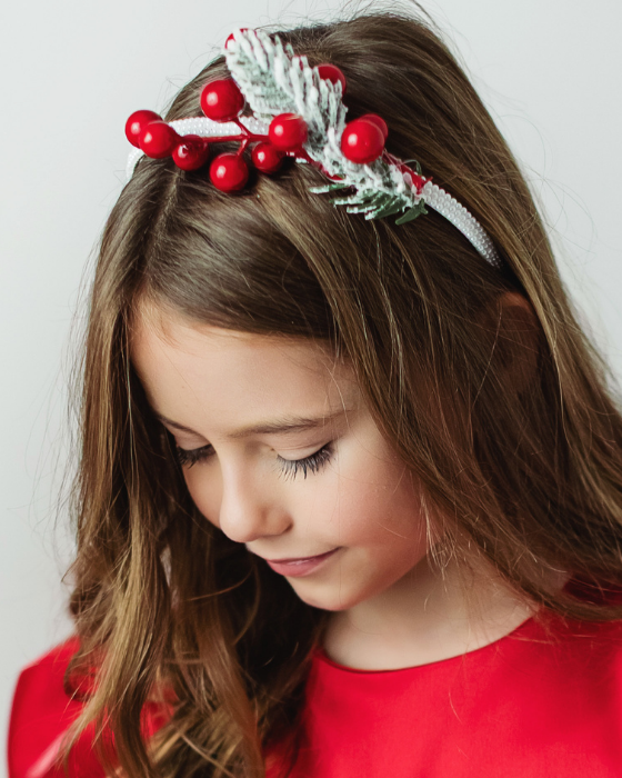 Bentita Craciuneasca cu brad si globulete rosii