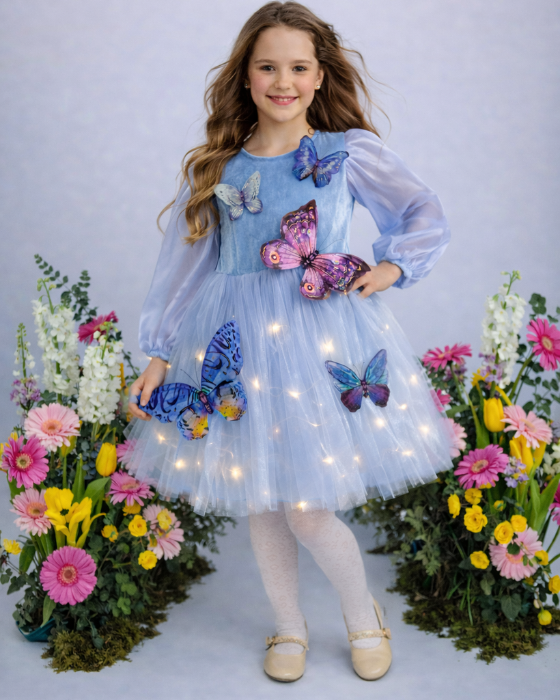 Rochita cu Luminite Bleu, plină de Fluturasi Albastri