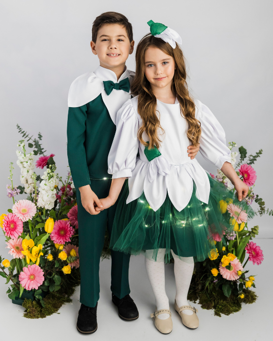 Rochița Ghiocel / floare albă, mărgăritar, lăcrămioară,  cu Luminițe, Serbare 2025