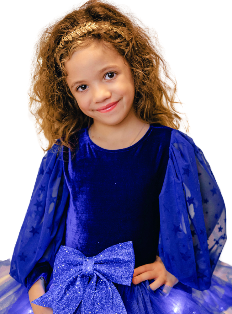 Body Albastru, cu Mâneci Bufante