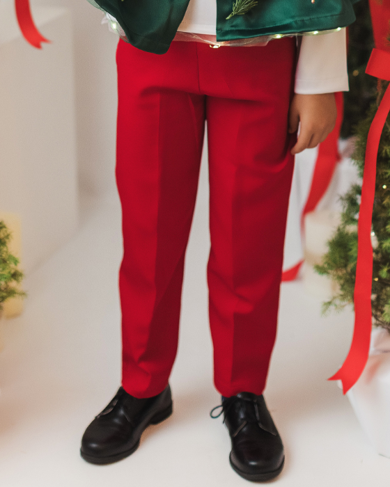 Costum 3 Piese, Verde-Rosu, Spiridus, pantaloni + pelerina + coroana