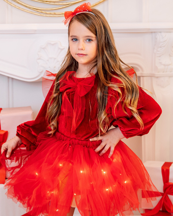 Compleu Rosu Fustiță+Bluziță+Bentiță, Roșu