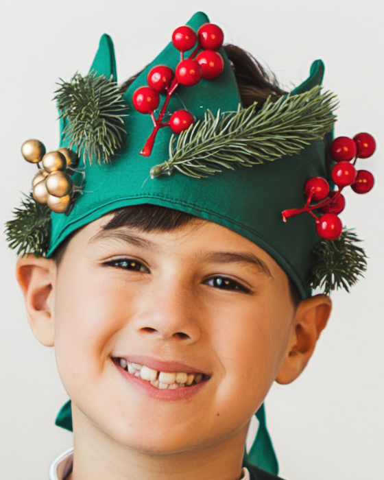 Costum 3 Piese, Verde, Brad, pantaloni + pelerina + coroana