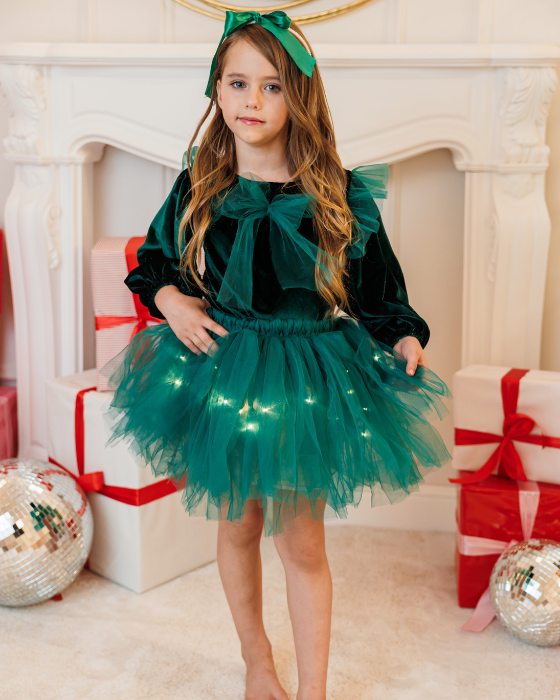 Compleu Verde Regal Fustiță+Bluziță+Bentiță