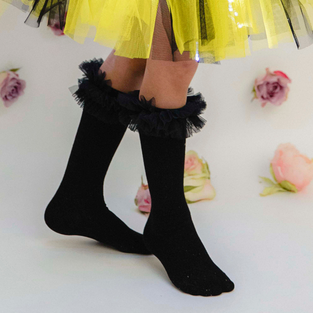 Șosețele cu Volanase Negre pentru Serbare